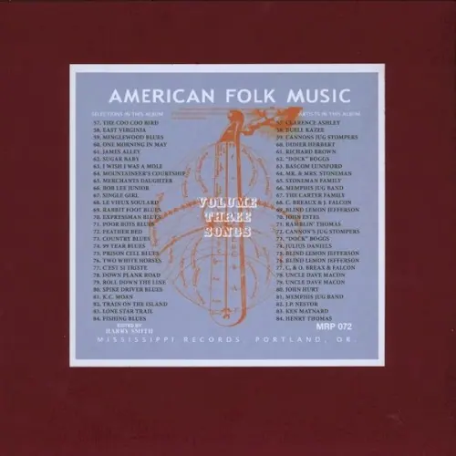 Anthology of American Folk Music - Vol. 3: Songs cover